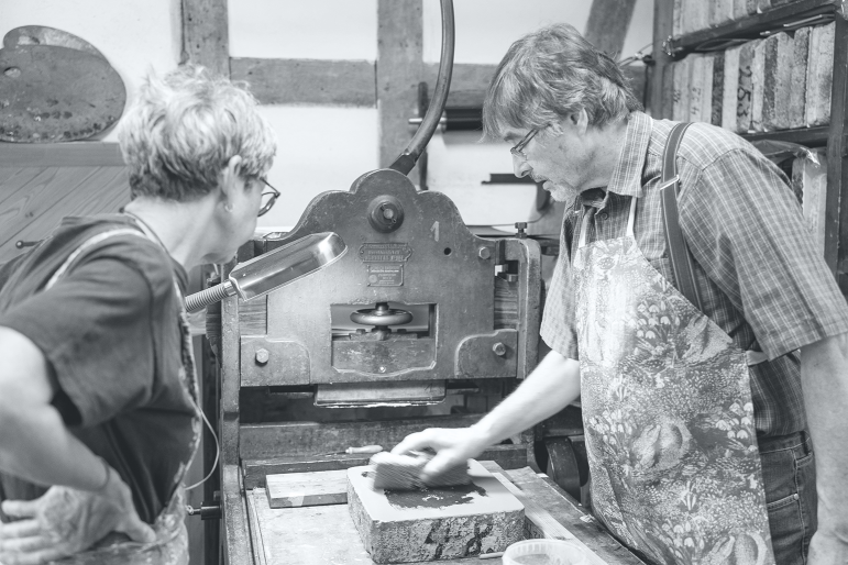 Lithografiekurs in der Freien Kunstakademie Frankfurt