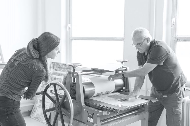 Holzschnitt an der Freien Kunstakademie Frankfurt